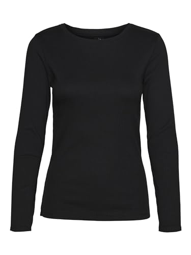 VERO MODA Damen VMLAVENDER LS TOP JRS NOOS Langarmshirt, Black, L von VERO MODA