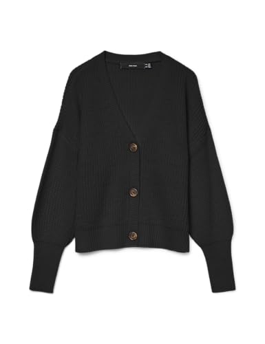 VERO MODA Damen VMLEA LS V-Neck Cuff Cardigan NOOS Pullover, Schwarz Dark, XS von VERO MODA