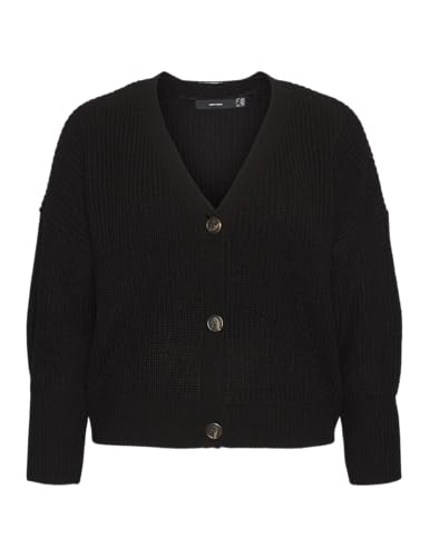VERO MODA Damen VMLEA LS V-Neck Cuff Cardigan NOOS 10249632, Black, XL von VERO MODA