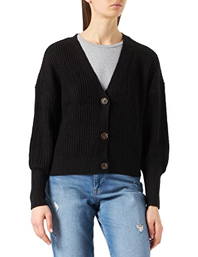 VERO MODA Damen VMLEA LS V-Neck Cuff Cardigan NOOS Pullover, Schwarz Dark, XS von VERO MODA