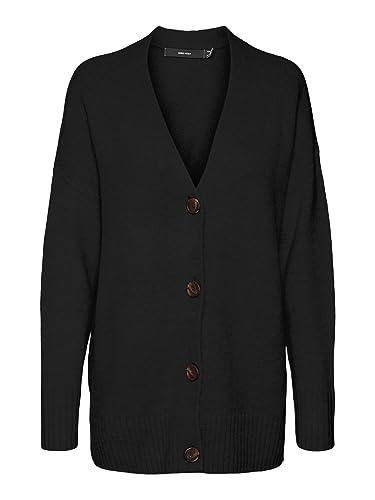 VERO MODA Damen VMLEFILE LS Oversize Boxy Cardigan NOOS Strickjacke, Black, XS von VERO MODA