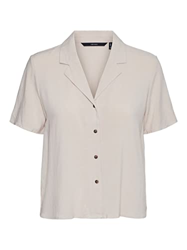 VERO MODA Damen VMLIA Linen SS WVN GA NOOS Top, Silver Lining, M von VERO MODA