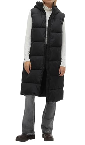 VERO MODA Damen 3/4-lange Steppweste mit Kapuze VMLigaane 10298757 Black XXL von VERO MODA