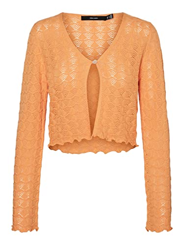 VERO MODA Damen VMLOLLIE LS Flare Sleeve V-Neck Cardigan Strickjacke, Mock Orange, XS von VERO MODA