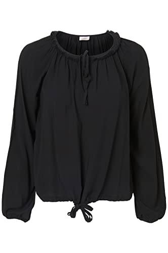 VERO MODA Damen VMLOUISE 7/8 Frill TOP Langarmshirt, Schwarz (Black), 36 (Herstellergröße: S) von VERO MODA