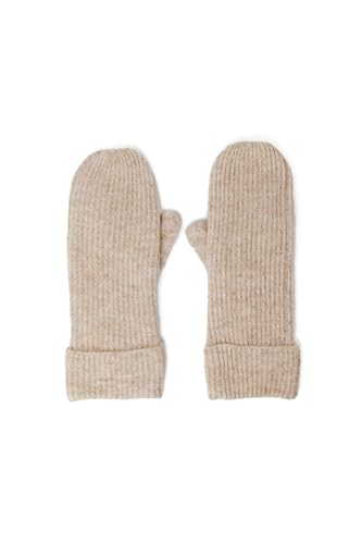 VERO MODA Damen VMLUCA Rib Mittens GA NOOS Handschuhe, Brown Lentil/Detail:Melange, One Size von VERO MODA