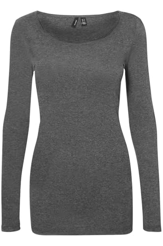 VERO MODA Damen VMMAXI My LS Soft Long U-Neck, Medium Grey Melange, L von VERO MODA