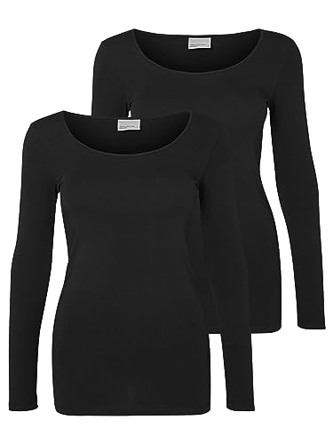 Vero Moda Damen VMMAXI My LS Soft Long U-Neck GA 2 PCK Longsleeve, Schwarz, S von VERO MODA