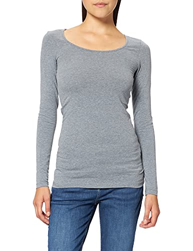 VERO MODA Damen Vmmaxi My Ls Soft Long U-Neck Noos' Langarmshirt, Ombre Blue/Detail:Light Melange, L von VERO MODA