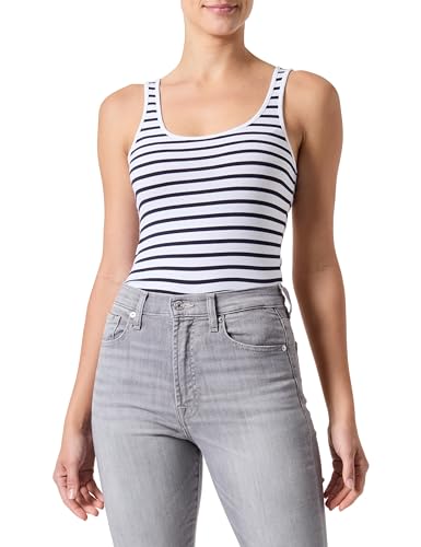 VERO MODA Damen VMMAXI My Soft Long Tank Stripe NOOS Top, Bright White/Stripes:Night Sky, Small von VERO MODA