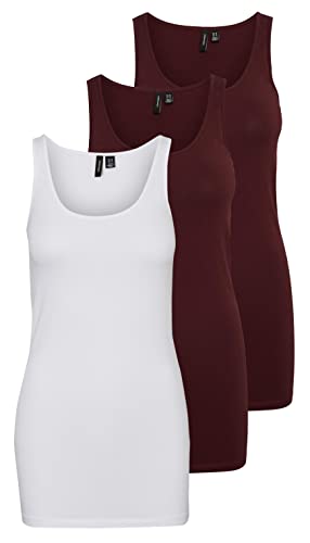 VERO MODA Damen VMMAXI My Soft Long Tank TOP GA 3P 10229554, Port Royale/Port Royale + BRIG, L von VERO MODA