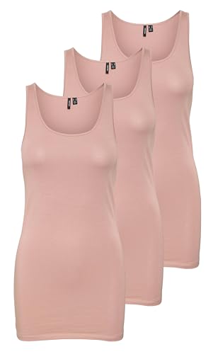 VERO MODA Damen VMMAXI My Soft Long Tank TOP GA 3P 10229554, Rosa (3X Misty Rose), M von VERO MODA