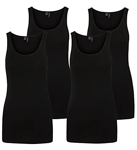 VERO MODA Damen VMMAXI My Soft Long Tank TOP GA 4 Pack, Black/Black & Black & Black, XL von VERO MODA