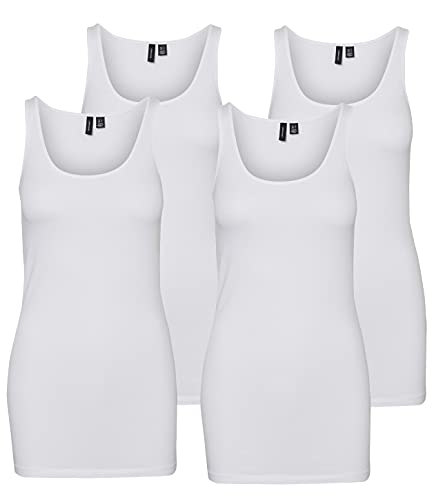 VERO MODA Damen VMMAXI My Soft Long Tank TOP GA 4 Pack, Bright White/Bright White & BR, XS von VERO MODA