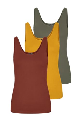VERO MODA Damen VMMAXI My Soft UU Tank TOP GA 3PACK, Burnt Henna/Golden Yellow/Dusty Olive, XXL von VERO MODA