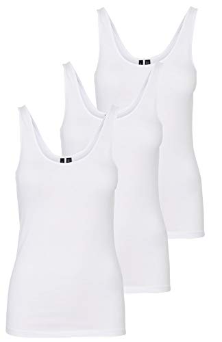 VERO MODA Damen VMMAXI My Soft UU Tank TOP GA 3er Pack. Bright White/Bright White & BR. L von VERO MODA