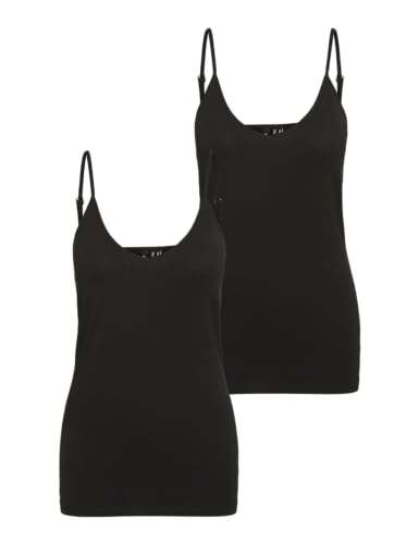 JDY Basic Tank Top 2-er Stück Pack Langes Ärmelloses V-Ausschnitt Shirt Spaghettiträger Set VMMAXI von VERO MODA