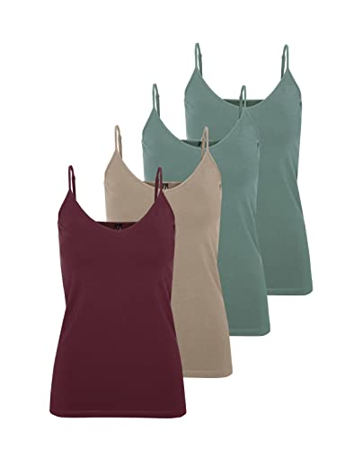VERO MODA Damen VMMAXI My Soft V Singlet GA 4PACK, 2X Laurel Wreath, Port Royale, Crockery, S von VERO MODA