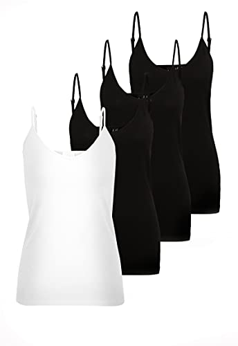 VERO MODA Damen VMMAXI My Soft V Singlet GA 4PACK 10247491. 1x Bright White/ 3X Black, M von VERO MODA