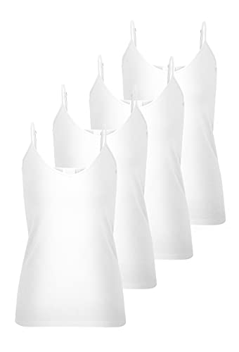 VERO MODA Damen VMMAXI My Soft V Singlet GA 4PACK 10247491. Bright White/Bright White & BR. XS von VERO MODA