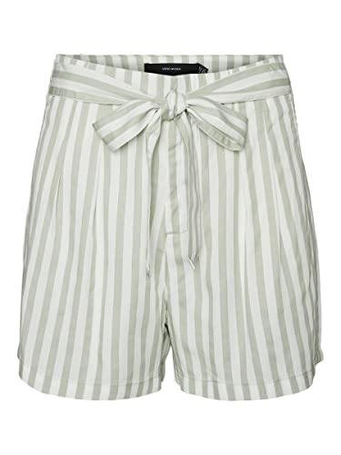 VERO MODA Damen VMMIA HR Loose Summer GA NOOS Shorts, Desert Sage/Stripes:White, L von VERO MODA