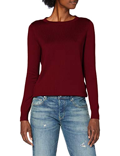 VERO MODA Damen VMMILDA LS O-Neck Back Blouse Boo Pullover, Cabernet/Detail:W. Light Gold Buttons, M von VERO MODA