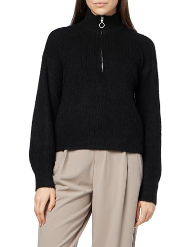 VERO MODA Damen VMMILI LS Zipper GA Boo Pullover, Black, M von VERO MODA