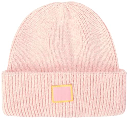 VERO MODA Damen VMMILLA Rib Beanie Boo Girl Strickmütze, Sachet Pink/Detail:W. Sulphur Spring NEON Stitch, One Size von VERO MODA