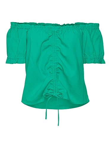 VERO MODA Damen VMMYMILO SS Offshoulder Short WVN GA Top, Bright Green, XS von VERO MODA