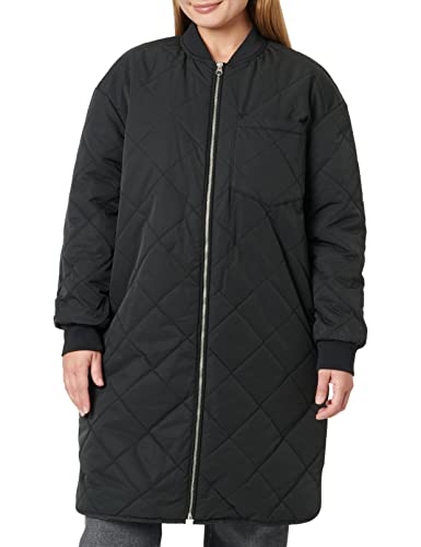 VERO MODA Damen Lange Steppjacke Leicht Wattierter Übergangsmantel Parka ohne Kapuze VMNATALIE, Farben:Schwarz, Größe:XS von VERO MODA