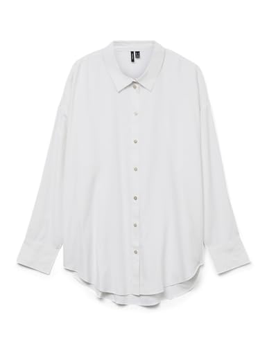 VERO MODA Damen Vmnora Ls Oversize Shirt WVN Ga Noos Langarmbluse, Bright White, Large von VERO MODA