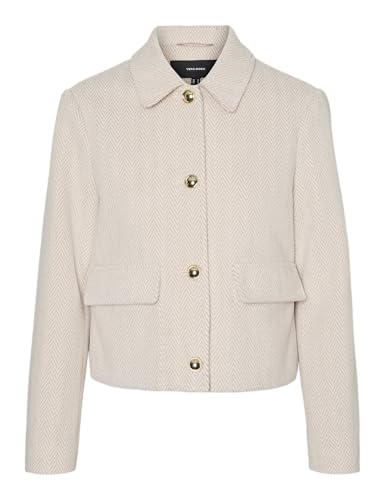 VERO MODA Damen VMPATTY Short Jacket Boo Jacke, Silver Mink/Detail:Melange, XL von VERO MODA
