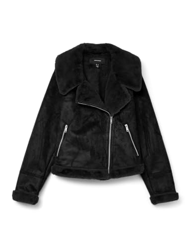VERO MODA Damen Vmpeggy Faux Suede Jacket Boos Jacke, Black, L von VERO MODA