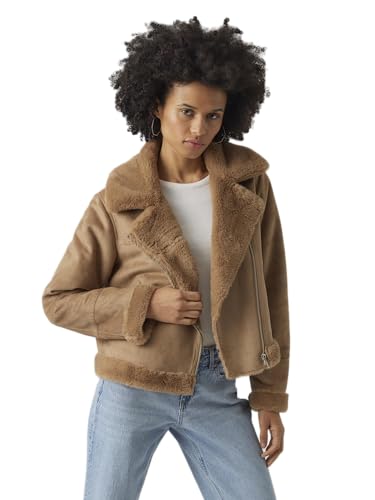 VERO MODA Damen VMPEGGY Faux Suede Jacket BOOS Jacke, Tigers Eye, L von VERO MODA