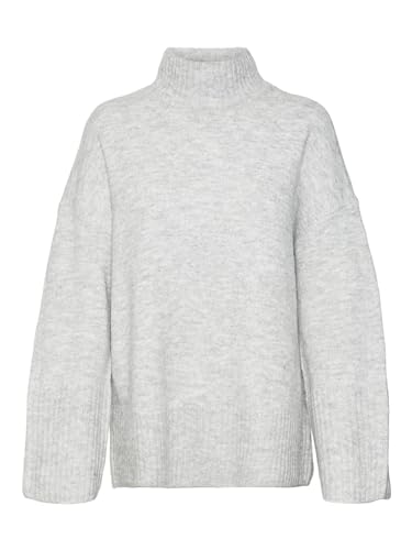 VERO MODA Damen VMPHILLIS LS Highneck GA Boo Pullover, Light Grey Melange,S von VERO MODA