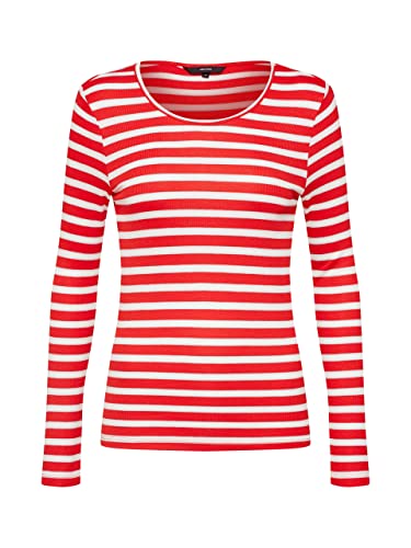 VERO MODA Damen VMPIA LS O-Neck TOP JRS Langarmshirt, Mehrfarbig (Snow White Stripes: Prism Pink/Fiery Red), 38 (Herstellergröße: M) von VERO MODA