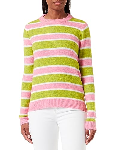 VERO MODA Damen Vmplaza Ls Block Pullover Ga Boo Pullover, Sachet Pink/Stripes:w. Dark Citron And Birch, M von VERO MODA