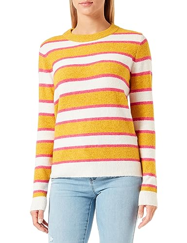 VERO MODA Damen Vmplaza Ls Block Pullover Ga Boo Pullover, Tawny Olive/Stripes:w. Birch And Fuchsia Purple, S von VERO MODA