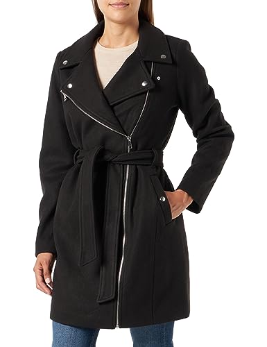 VERO MODA Damen VMPOP Biker Coat BOOS Mantel, Black, L von VERO MODA