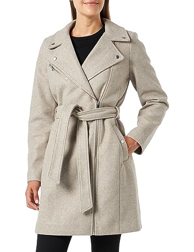 VERO MODA Damen VMPOP Biker Coat BOOS Mantel, Silver Mink/Detail:Melange, S von VERO MODA