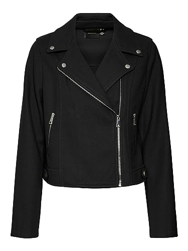 VERO MODA Damen VMPOP Short Biker Jacket BOOS Jacke, Black, S von VERO MODA