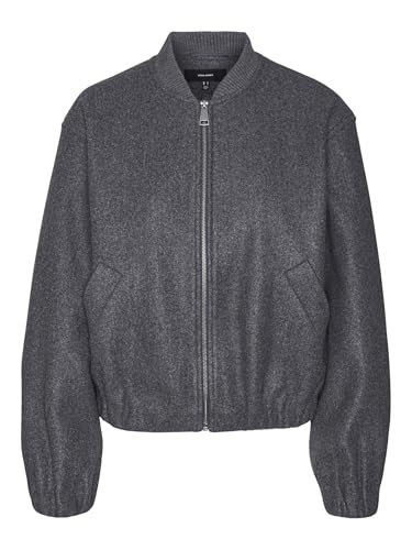 VERO MODA Damen Vmpopbella Short Jacket Ga Kurzjacke, Dark Grey Melange, L von VERO MODA