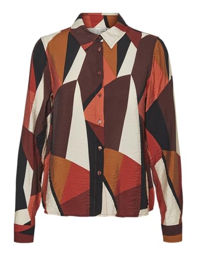 VERO MODA Damen VMRIANA L/S Shirt WVN BTQ GA Langarmbluse, Fired Brick/AOP:Riana, Large von VERO MODA