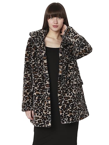 VERO MODA Damen VMROME AW23 Faux FUR Jacket BOOS Jacke, Silver Mink/AOP:Leopard, XS von VERO MODA