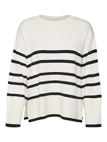 VERO MODA Feinstrick Pullover Oversize Gestreifter Longsleeve Sweater Dropped Shoulder Design VMSABA NOOS von VERO MODA