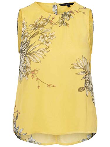 VERO MODA Damen VMSATINA SL Top, Mehrfarbig (Cream Gold AOP:Satina Print), 38 (Herstellergröße: M) von VERO MODA