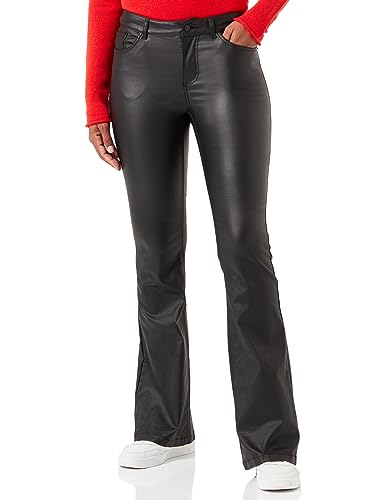 VERO MODA Damen VMSCARLET MR SK Flared Coated Pants NOOS Hose, Black/Detail:Coated, M/34 von VERO MODA