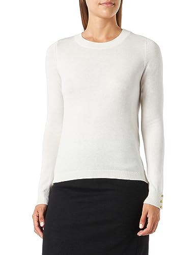 VERO MODA Damen VMSILKY LS O-Neck Boo Pullover, Birch/Detail:W. Gold Buttons, S von VERO MODA