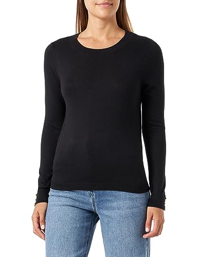 VERO MODA Damen VMSILKY LS O-Neck Boo Pullover, Black/Detail:W. Gold Buttons, M von VERO MODA