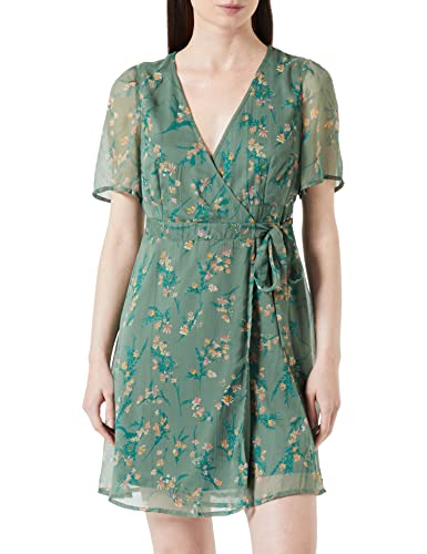 VERO MODA Damen VMSMILLA Short V-Neck WRAP Dress WVN GA Kleid, Laurel Wreath/AOP:Vega, M von VERO MODA